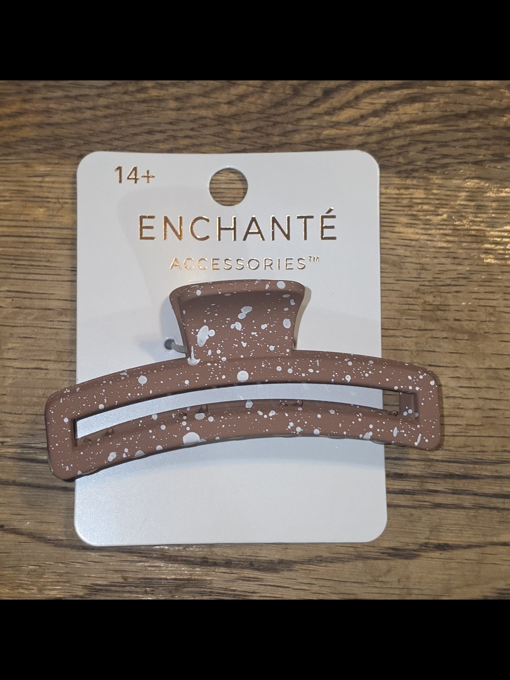 Enchante Matte Brown With White Speckled Hair Claw Clip BNIB